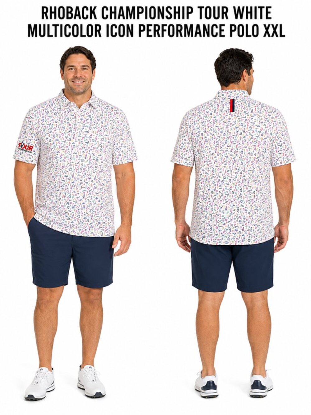 RHOBACK CHAMPIONSHIP TOUR WHITE MULTICOLOR ICON PERFORMANCE POLO XXL